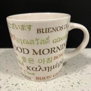 STARBUCKS Multilingual Good Morning Mug 16oz - White with Colorful Text
